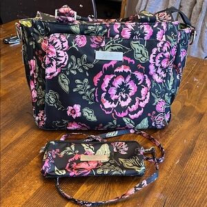 Jujube Be Quick Pouch & Be Classy Tote Diaper Bag, Blooming Romance, Floral Pink